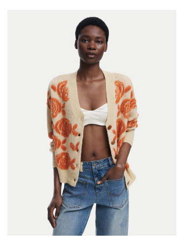 Desigual Кардиган Carter 25WWJF22 Бежов Relaxed Fit