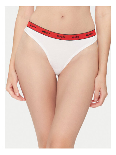 HUGO Бикини тип прашка Thong Stripe Pyp 50545700 Бял