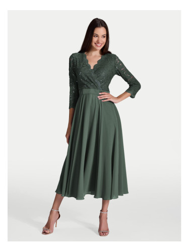 Swing Коктейлна рокля 5AE29100 Зелен Regular Fit