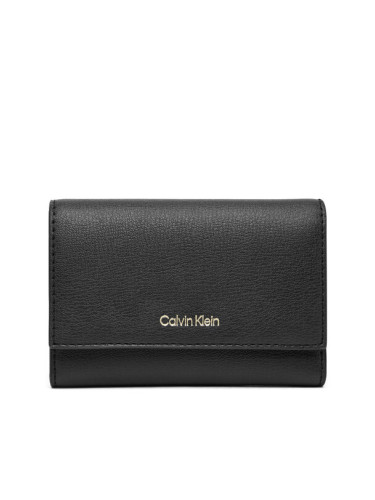 Calvin Klein Портфейл Foil Logo Trifold W/ Zip Pocket LV04F1117G Черен