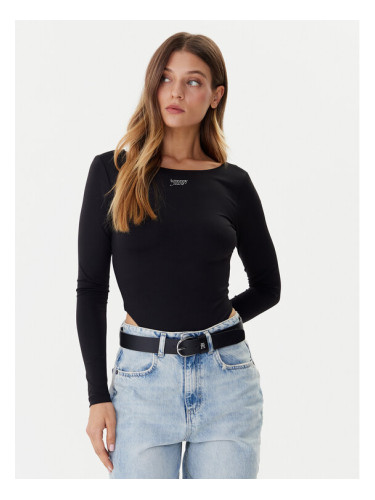 Tommy Jeans Боди Silver Script DW0DW21574 Черен Slim Fit