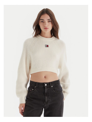 Tommy Jeans Пуловер Badge DW0DW21677 Екрю Regular Fit