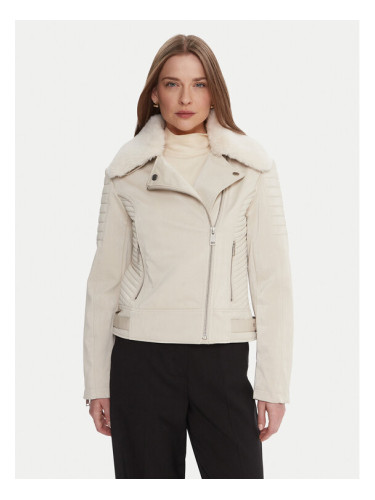 Guess Кожено тип рокерско яке W5BL35 W2820 Екрю Regular Fit