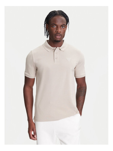 Guess Тениска с яка и копчета Z5YP02 K9WF1 Бежов Regular Fit