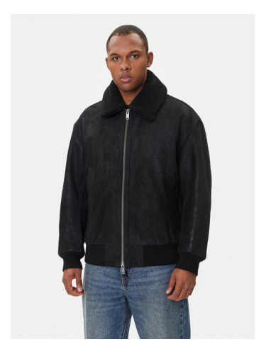 BOSS Кожено яке Jonier 50547567 Черен Relaxed Fit