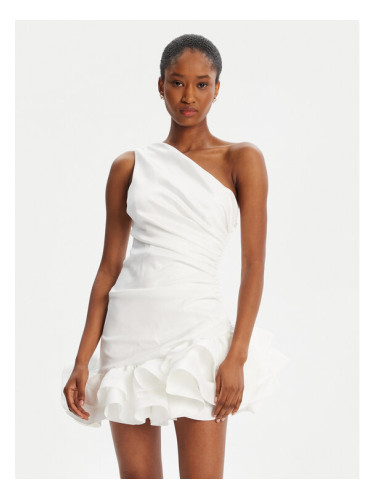 Bardot Коктейлна рокля Silvana Ruffle 60037DB Бял Slim Fit