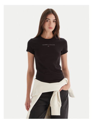 Tommy Jeans Тишърт Bling Linear DW0DW21550 Черен Slim Fit