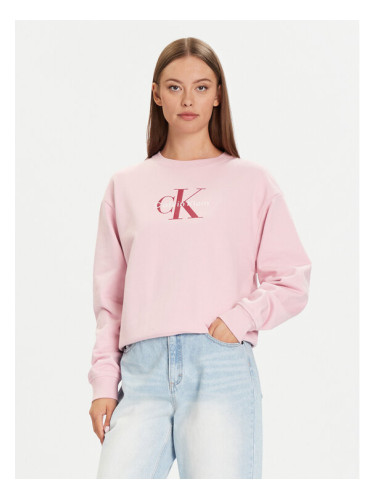 Calvin Klein Jeans Суитшърт Monologo LV047B234G Розов Relaxed Fit