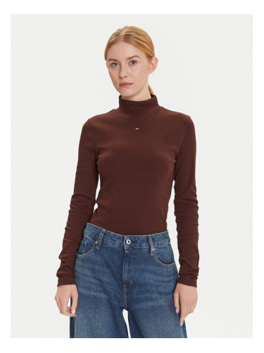 Tommy Jeans Блуза Essential DW0DW19830 Кафяв Slim Fit