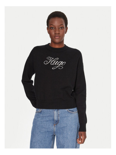 HUGO Пуловер Slogix_B 50548145 Черен Relaxed Fit