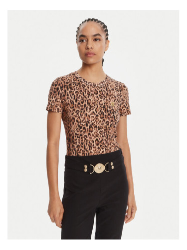 Just Cavalli Тишърт 79PAHE07 CJ112 Кафяв Slim Fit