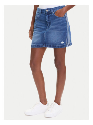 adidas Дънкова пола adicolor 3-Stripes JW2649 Син Regular Fit