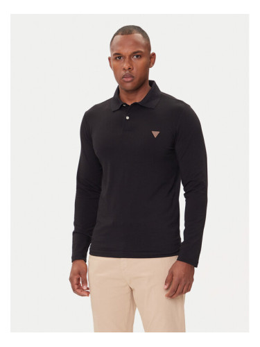 Guess Тениска с яка и копчета M5BP36 J1314 Черен Slim Fit
