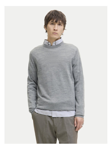 Jack & Jones Пуловер Merino 12216817 Сив Regular Fit