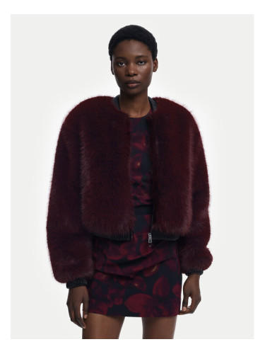 Desigual Кожено палто Raspberry 25WWEW67 Бордо Relaxed Fit