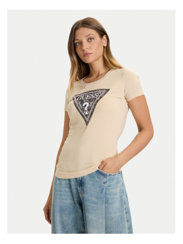 Guess Тишърт W5BI15 J1314 Бежов Slim Fit