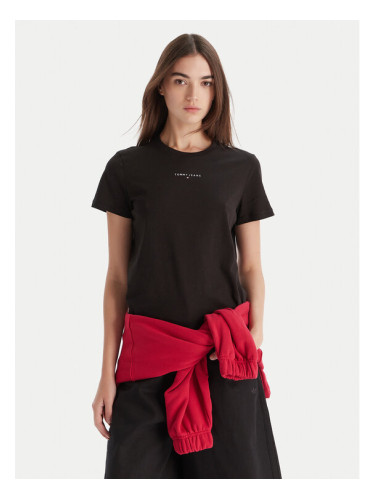 Tommy Jeans Тишърт Linear DW0DW21964 Черен Regular Fit