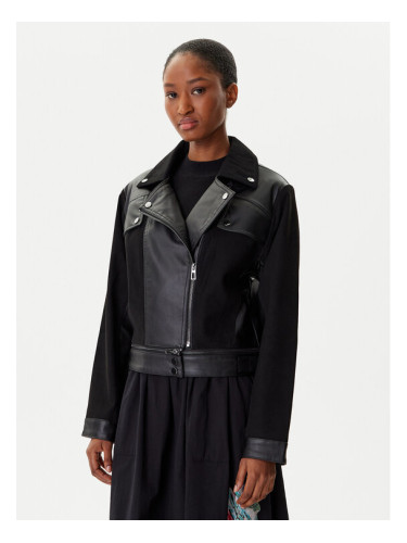 Desigual Яке от имитация на кожа Motor 25WWEW53 Черен Regular Fit