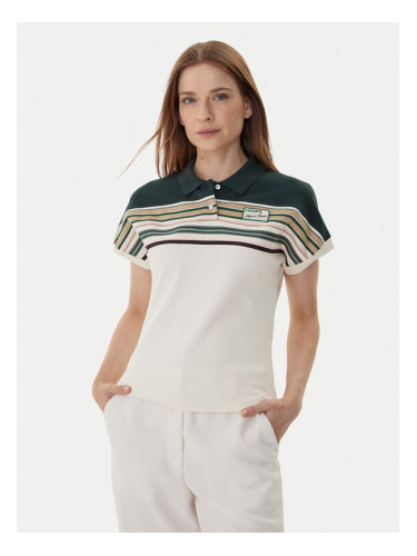 Lacoste Тениска с яка и копчета PF5291 Екрю Slim Fit