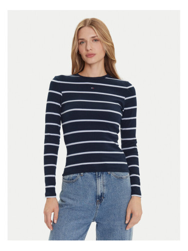 Tommy Jeans Блуза Essential DW0DW17387 Тъмносин Slim Fit