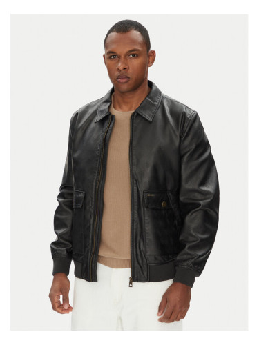 Guess Яке от имитация на кожа M5YL01 WGUC0 Черен Regular Fit