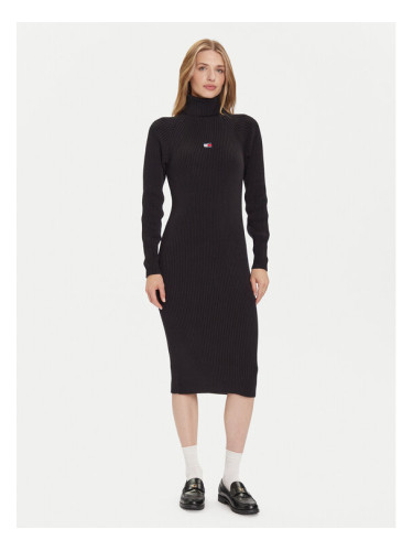 Tommy Jeans Плетена рокля Badge DW0DW22167 Черен Regular Fit