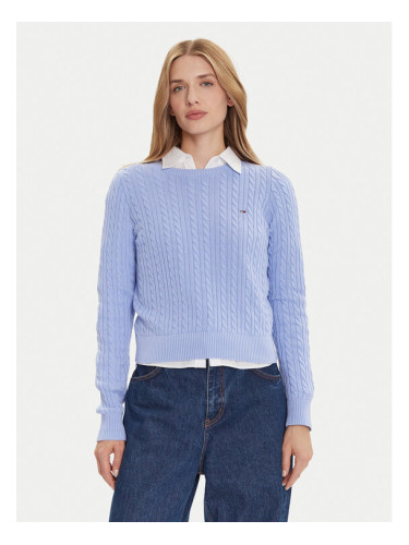Tommy Jeans Пуловер Cable Essential DW0DW22165 Син Regular Fit