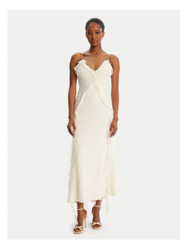 Bardot Коктейлна рокля Marsella Ruffle 59338DB1 Екрю Regular Fit