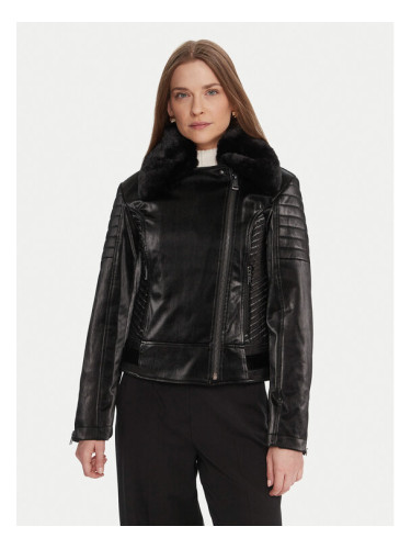 Guess Кожено тип рокерско яке W5BL35 W2820 Черен Regular Fit
