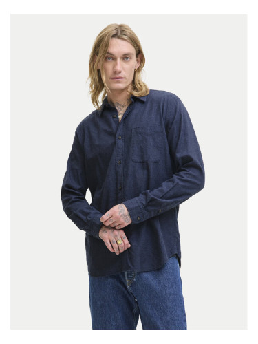 Jack & Jones Риза Classic Melange 12278416 Тъмносин Regular Fit
