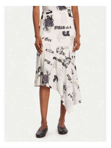 Desigual Миди пола Breaking News 25WWFK07 Бял Regular Fit