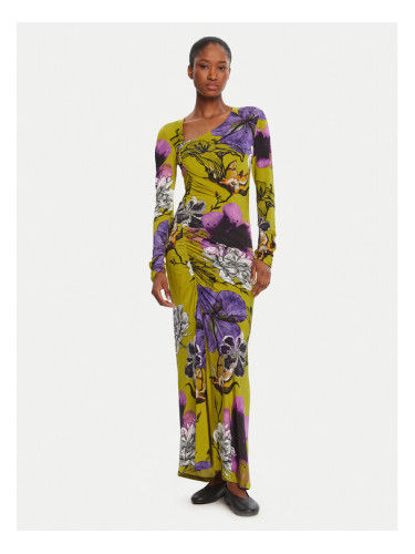 Desigual Ежедневна рокля Neckline Lacroix 25WWVK37 Зелен Slim Fit