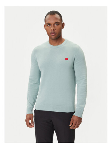 HUGO Пуловер San Cassius-C1 50475083 Зелен Regular Fit