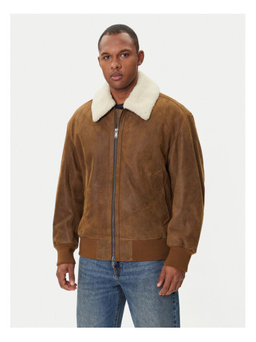 BOSS Кожено яке Jonier 50547567 Бежов Relaxed Fit