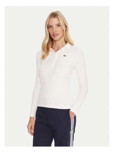 Lacoste Тениска с яка и копчета DF5281 Бежов Slim Fit