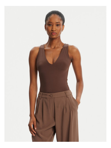 Bardot Боди Fina Low Cut 60038TB Кафяв Slim Fit