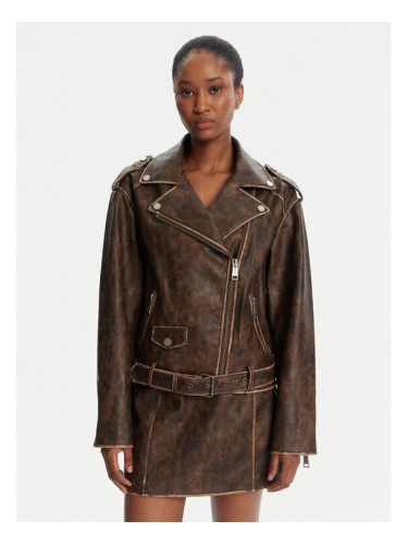 Guess Яке от имитация на кожа W5YL04 WHDI0 Кафяв Regular Fit