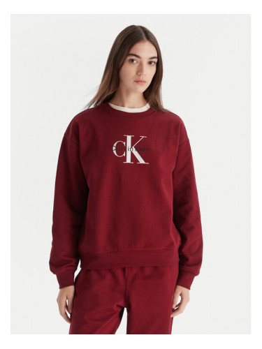 Calvin Klein Jeans Суитшърт Monologo LV047B234G Бордо Relaxed Fit