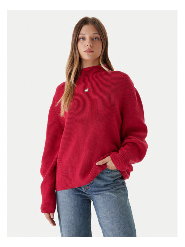 Tommy Jeans Пуловер Badge DW0DW21676 Розов Relaxed Fit