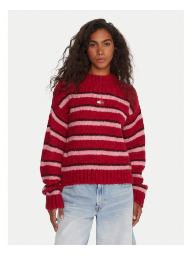 Tommy Jeans Пуловер Badge DW0DW21679 Червен Relaxed Fit