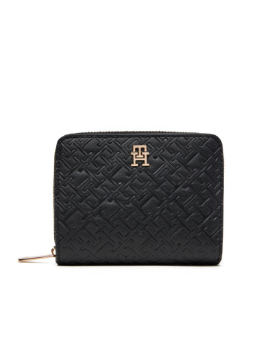 Tommy Hilfiger Портфейл Th Icon Med Za Flap Mono AW0AW17743 Черен