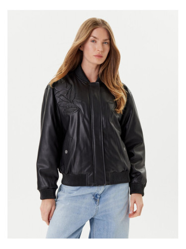 Guess Яке от имитация на кожа W5YL06 WE480 Черен Regular Fit