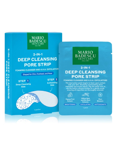 Mario Badescu 2-in-1 Deep Cleansing Pore Strip лепенки за проблемна кожа 2 в 1 6 бр.