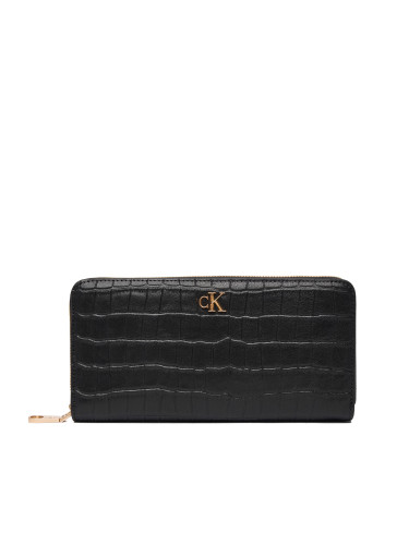 Портфейл Calvin Klein Ck Croc Long Zip Around LV04F1096G Черен