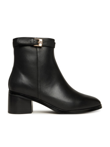 Боти Tommy Hilfiger Th Buckle Riding Mid Heel Bootie FW0FW08859 Черен