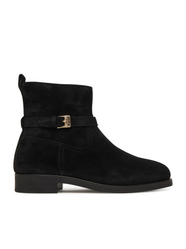Боти Tommy Hilfiger Th Buckle Riding Suede Bootie FW0FW09047 Черен