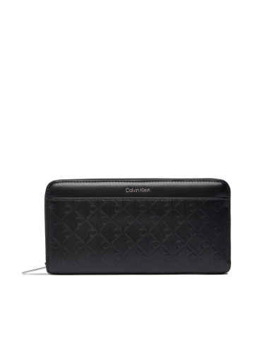 Портфейл Calvin Klein Emblem Aop Embossed Long Wallet LV04F1097G Черен