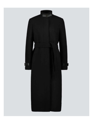 Вълнено палто с елементи от естествена кожа