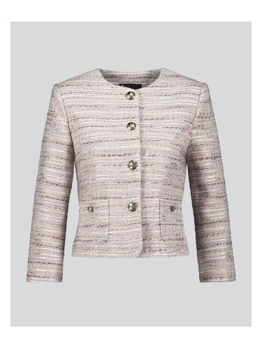 Късо сако с раирана шарка и метализирана нишка в розово