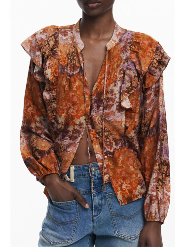 Дамска блуза с шарки Desigual, оранжева